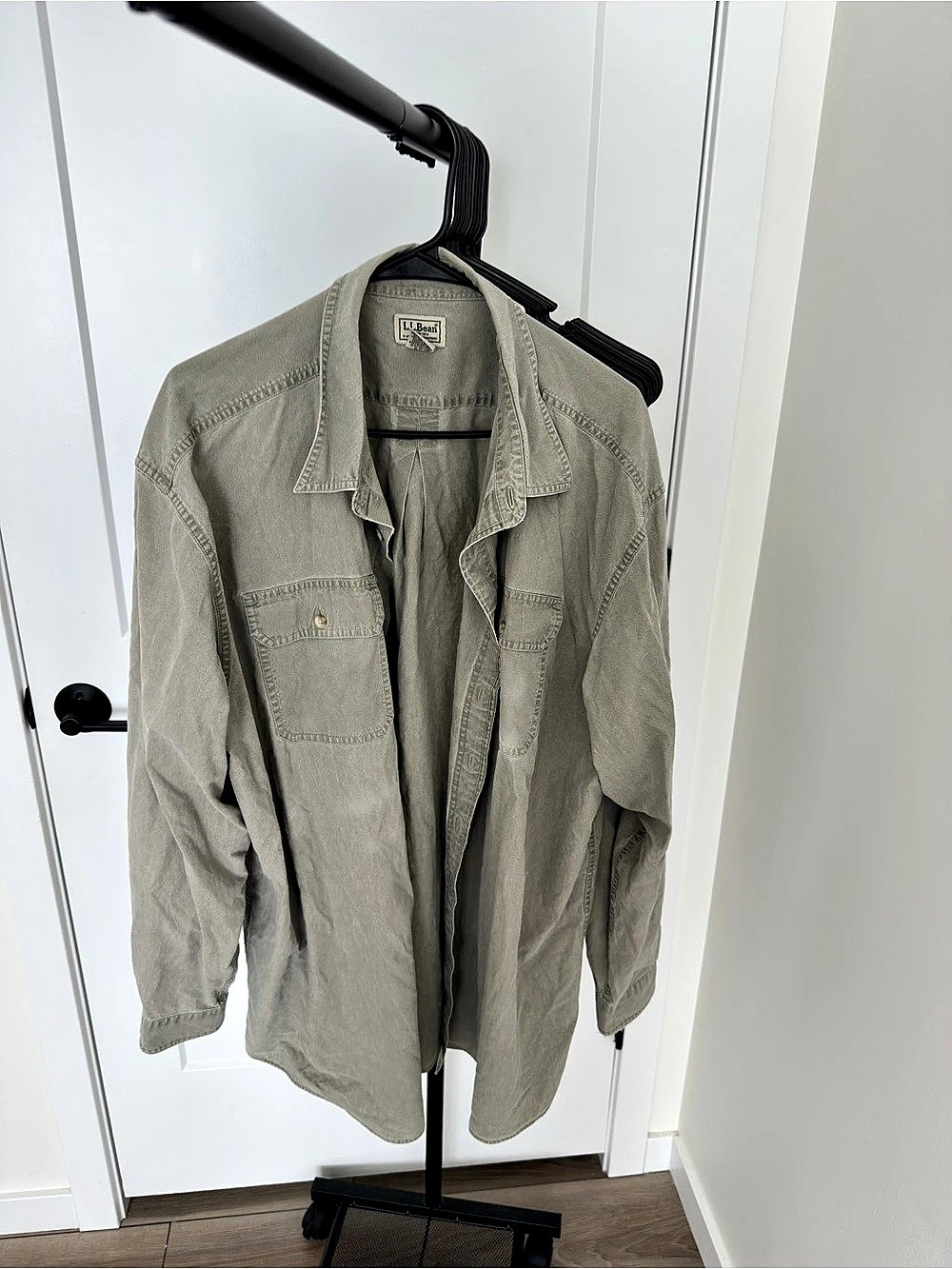 L.L.Bean Sunwashed Canvas Shirt Men's Green Cotton Shirt XL